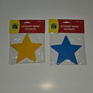 NEW Teaching Tree Star Cut-Outs Blue Yellow 36/Pack Tags Shapes Classroom 5"x5"